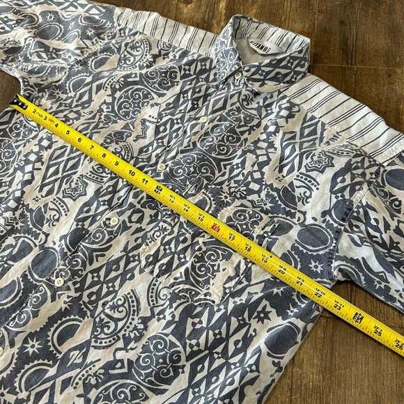 Vintage Gitano Button Front Shirt Men Size Medium Short Sleeve All Over Print - Picture 4 of 6